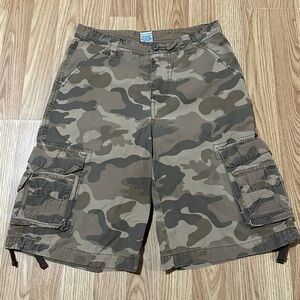 Old Navy Brown/Tan Camouflage Cargo Shorts - Button Closure - Size 14